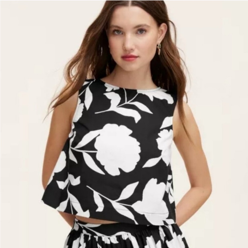 NWT kate spade x Target Classic Rose Shell Tank Top Shirt Black White size XXS